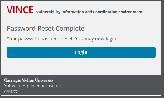 Password reset complete - now login